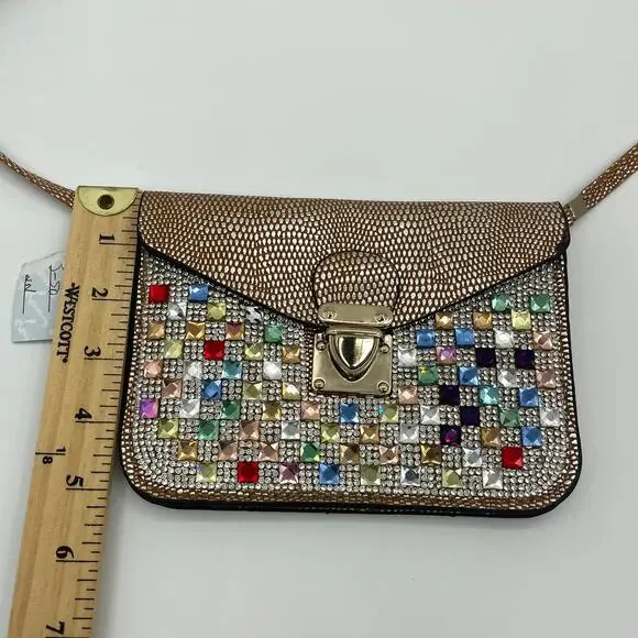 NEW LAVIVE Cross Body Rhinestone Purse Faux Leather - Picture 6 of 7